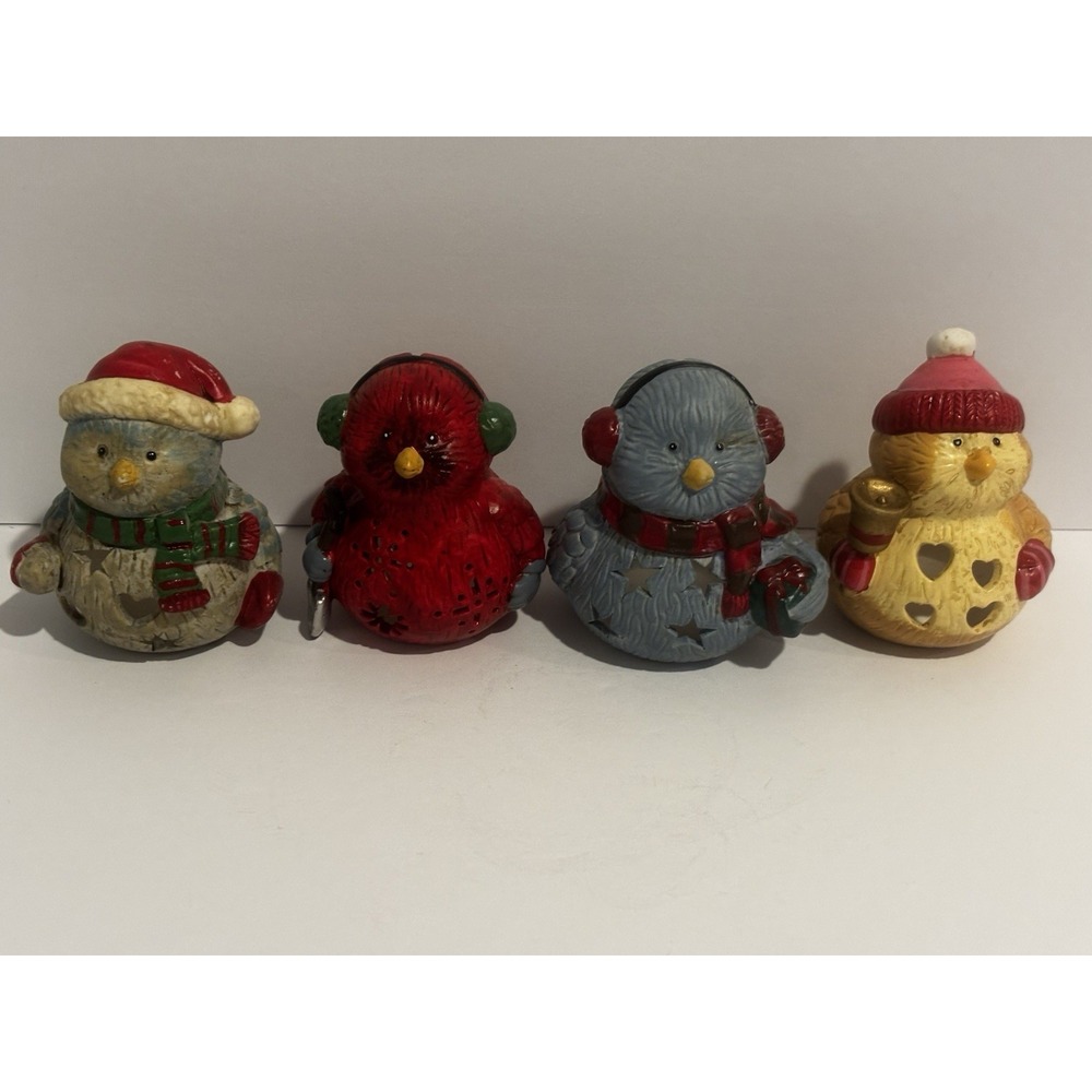Set of 4 Holiday Bird‎ Tea Light Candle Holders Christmas Holiday Gift Decor